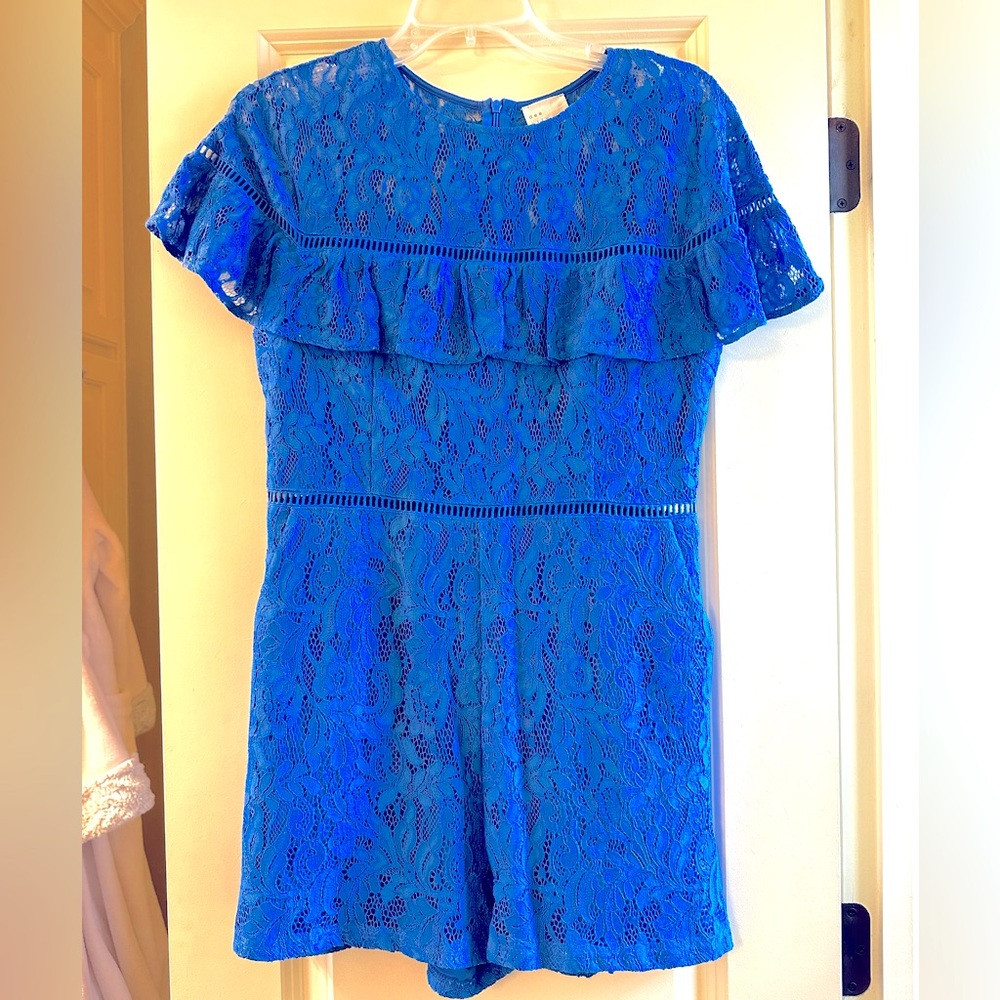 Royal Blue Lace Romper NWT Sz L Dee Elly Brand